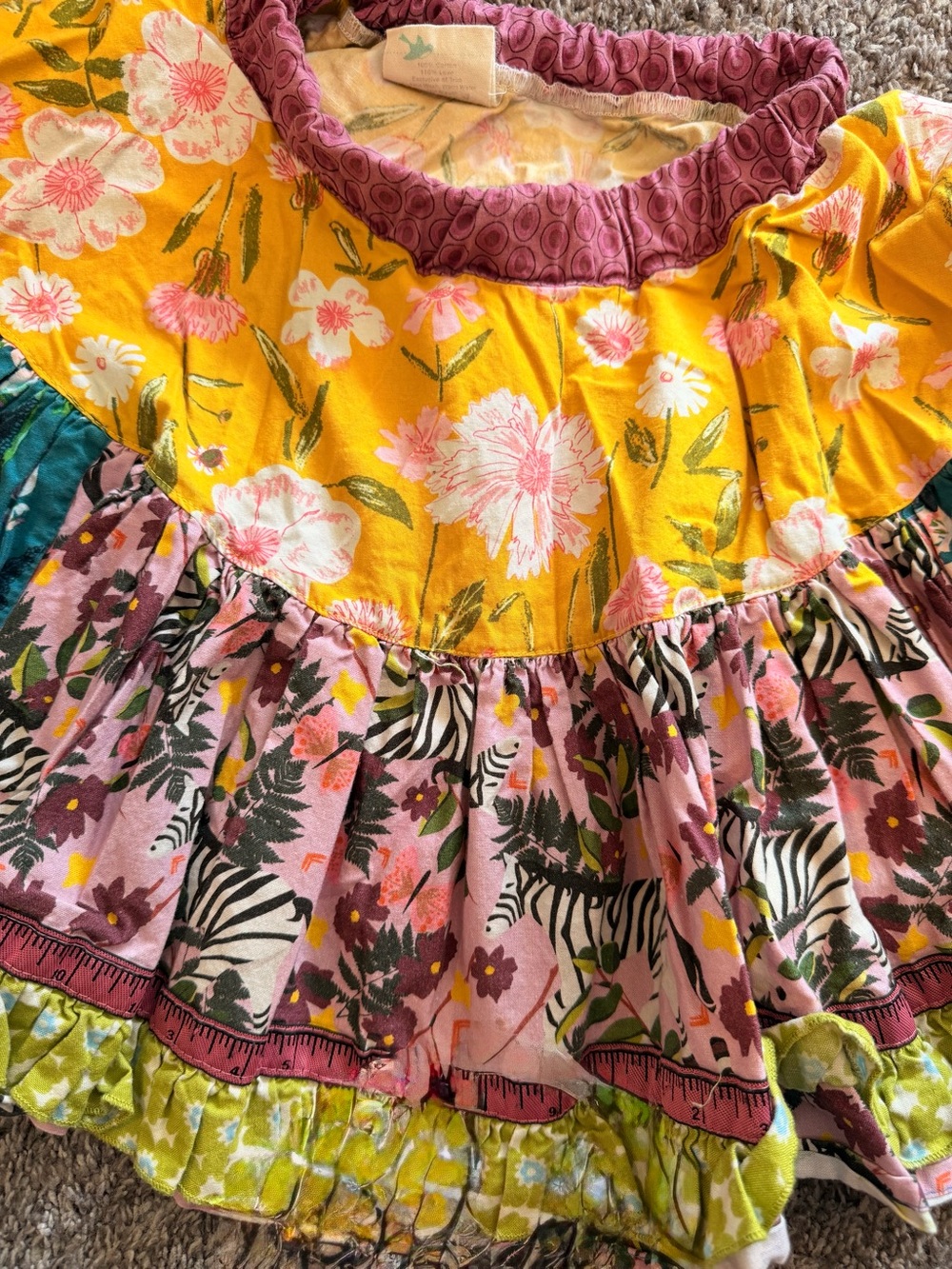 Matilda Jane Yellow and Pink Floral Tiered Skirt with Zebra Print